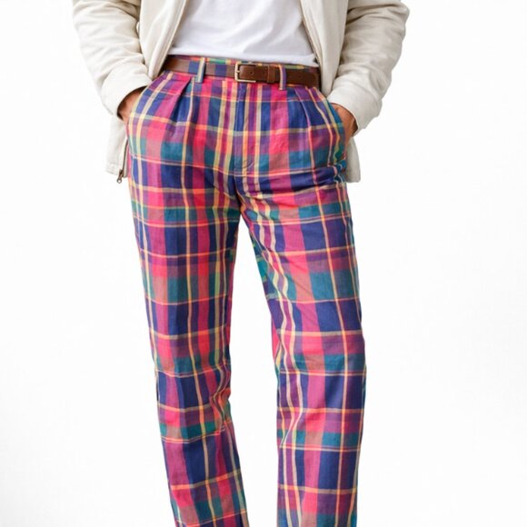 Polo Ralph Lauren Other - Vintage Polo Ralph Lauren Madras Plaid Golf Pants W32 Ivy League prep Made USA